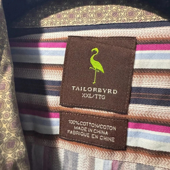 Tailor Byrd size XXL stripe shirt 100%  cotton‎ - Picture 4 of 4